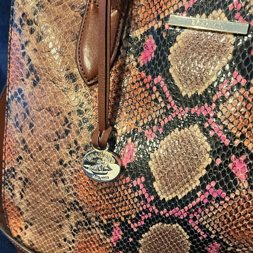 BRAHMIN  CAROLINE MAHOGANY CASSAWAY SNAKESKIN PRINT - Picture 2 of 12